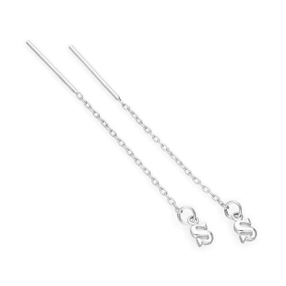 Sterling Silver Alphabet Letter Pull Through Earrings A - Z