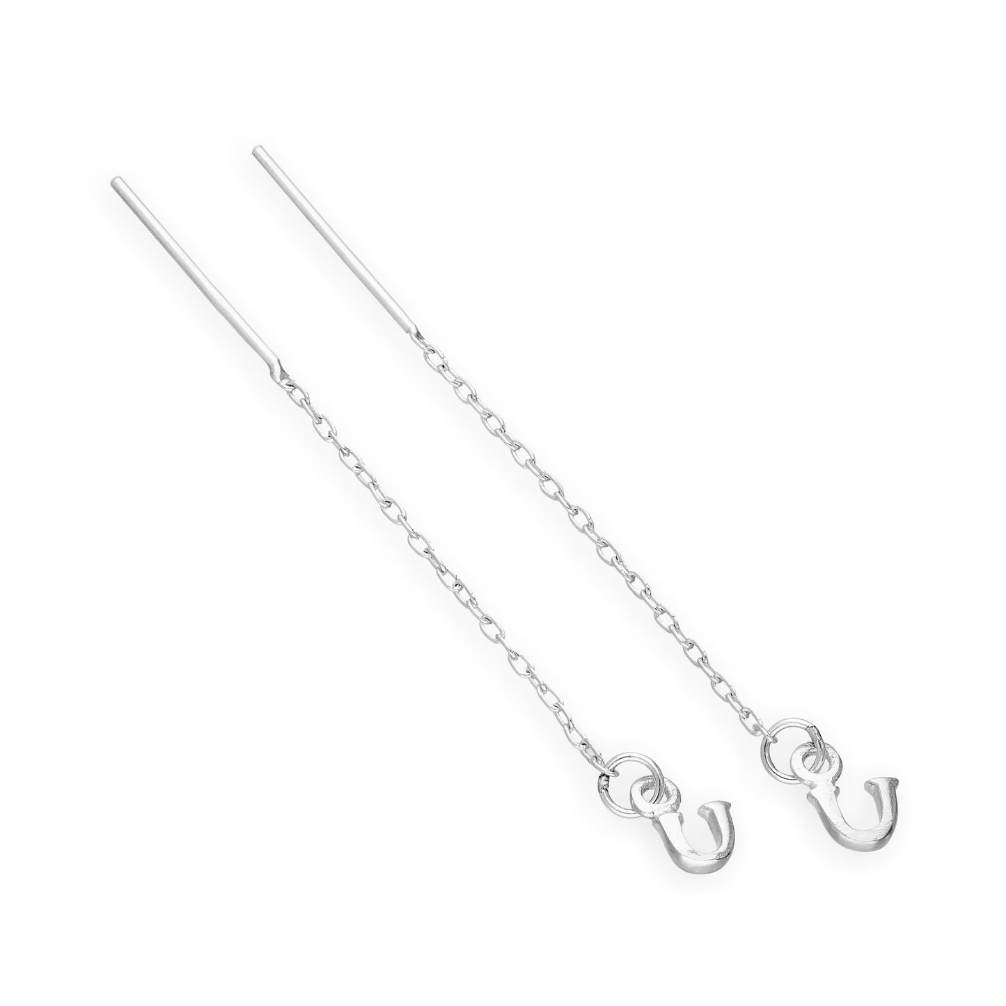 Sterling Silver Alphabet Letter Pull Through Earrings A - Z