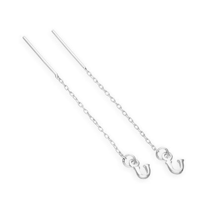 Sterling Silver Alphabet Letter Pull Through Earrings A - Z