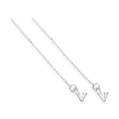 Sterling Silver Alphabet Letter Pull Through Earrings A - Z