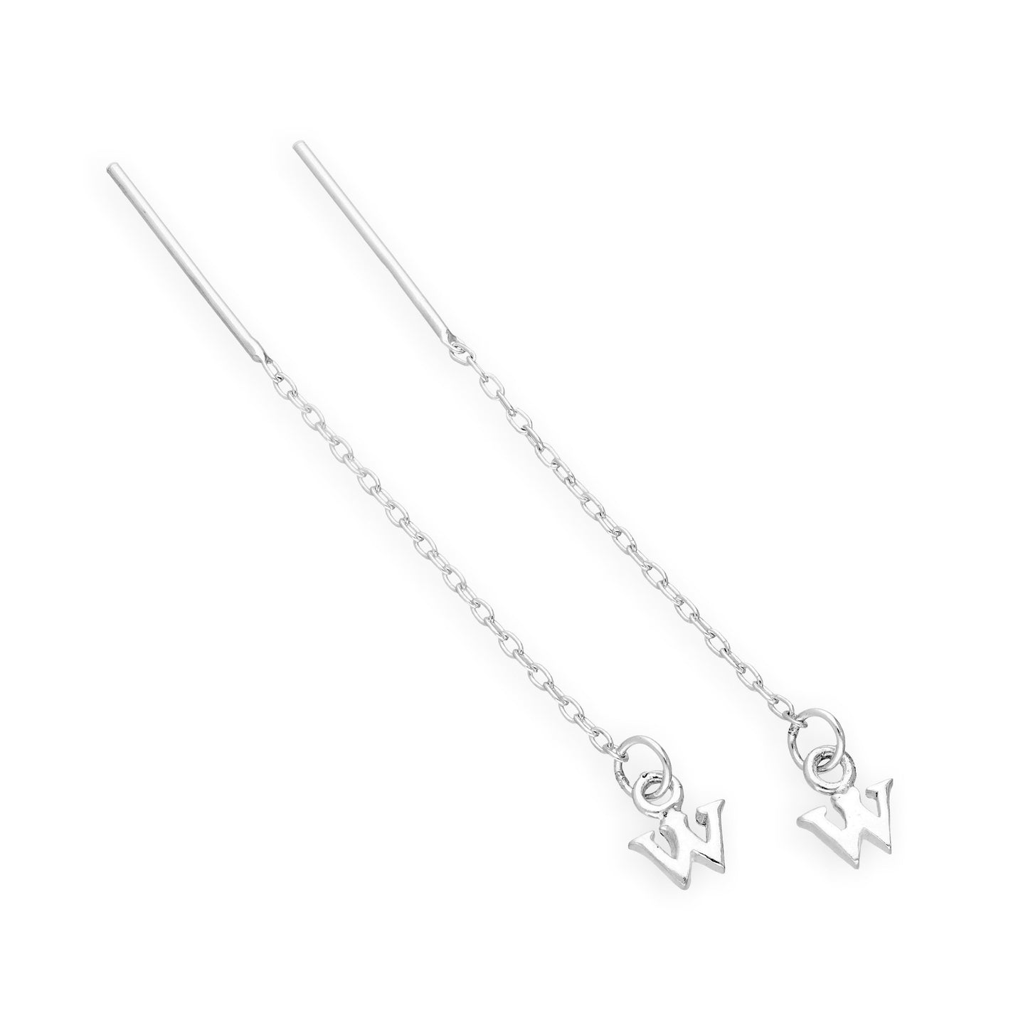 Sterling Silver Alphabet Letter Pull Through Earrings A - Z