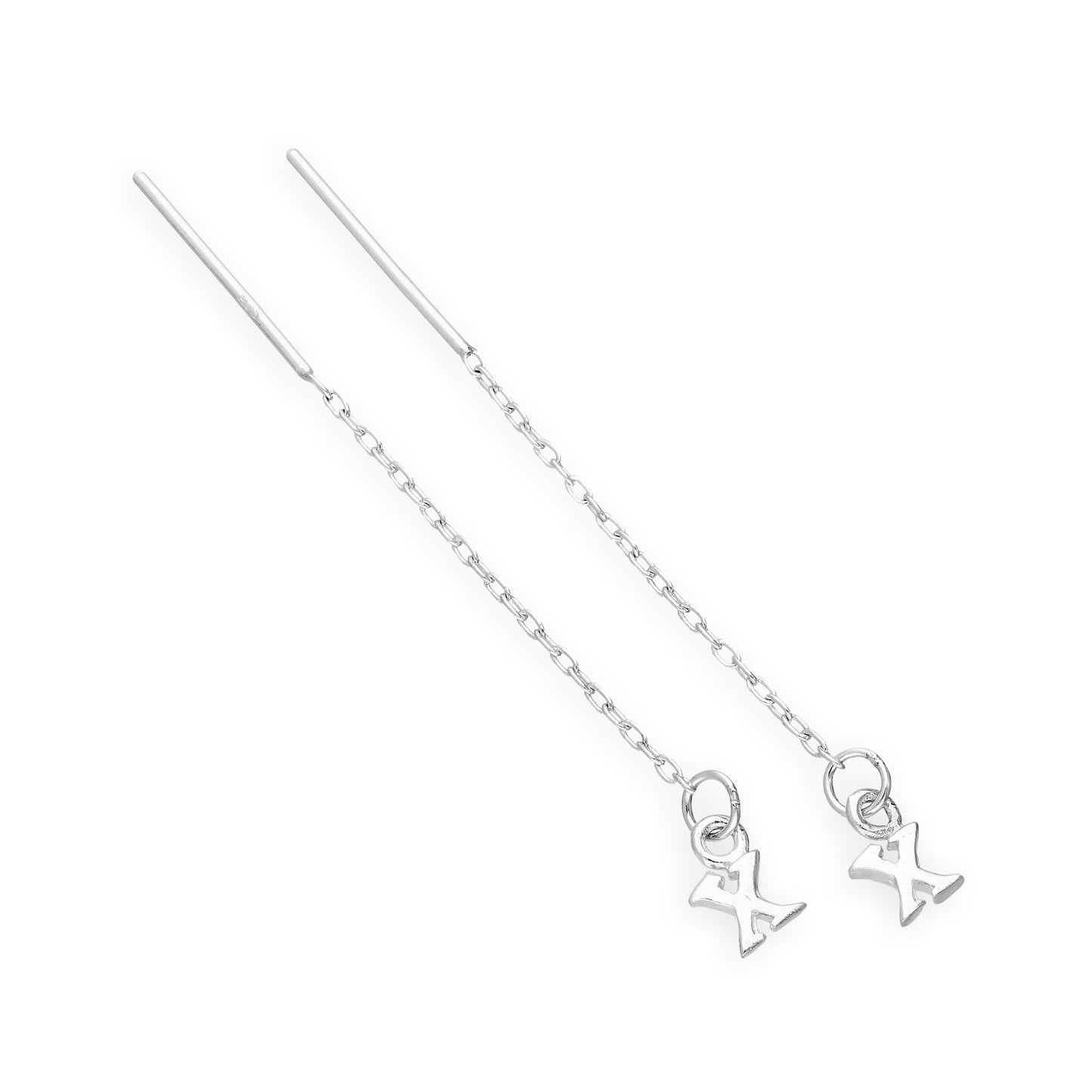 Sterling Silver Alphabet Letter Pull Through Earrings A - Z