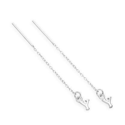 Sterling Silver Alphabet Letter Pull Through Earrings A - Z