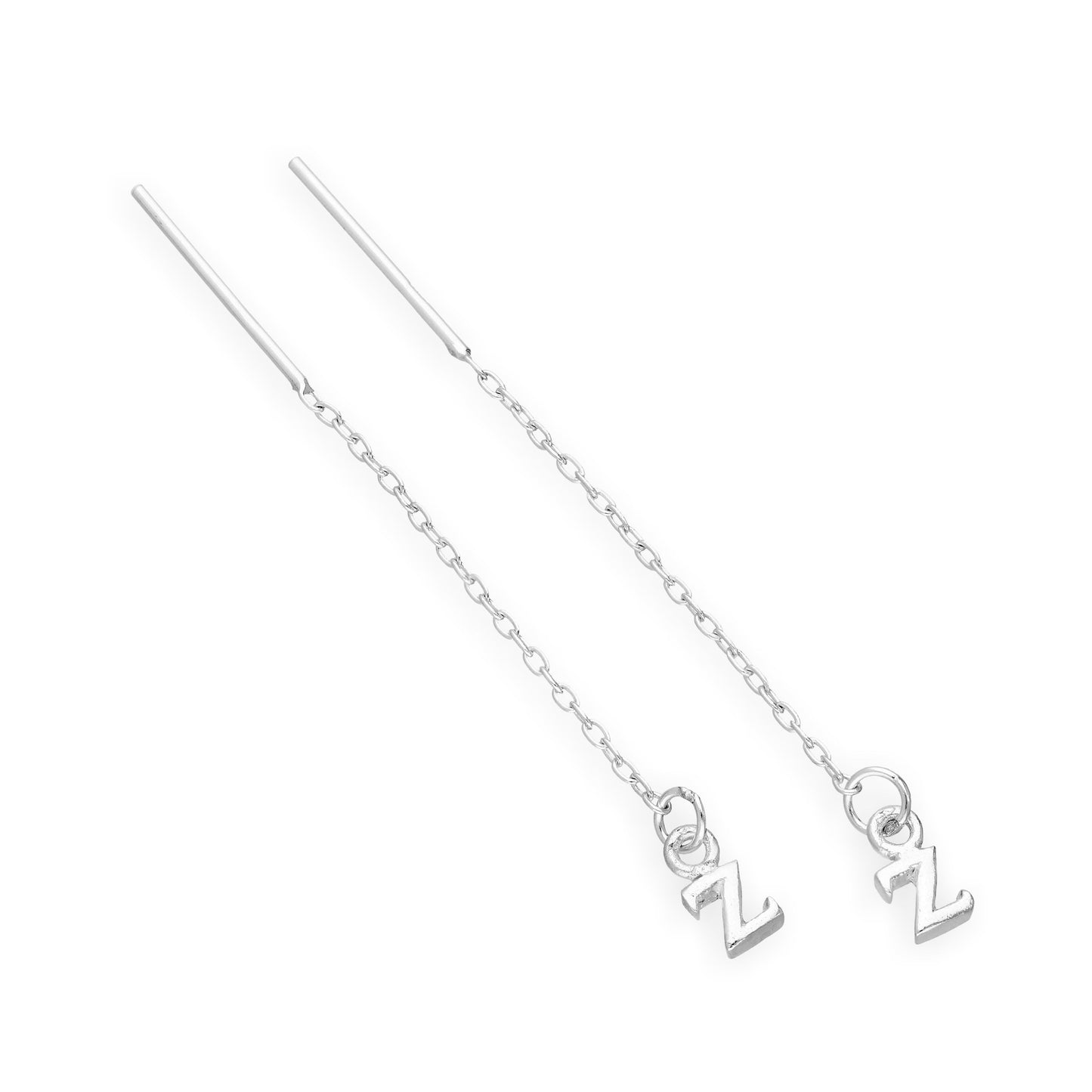Sterling Silver Alphabet Letter Pull Through Earrings A - Z