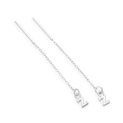Sterling Silver Alphabet Letter Pull Through Earrings A - Z