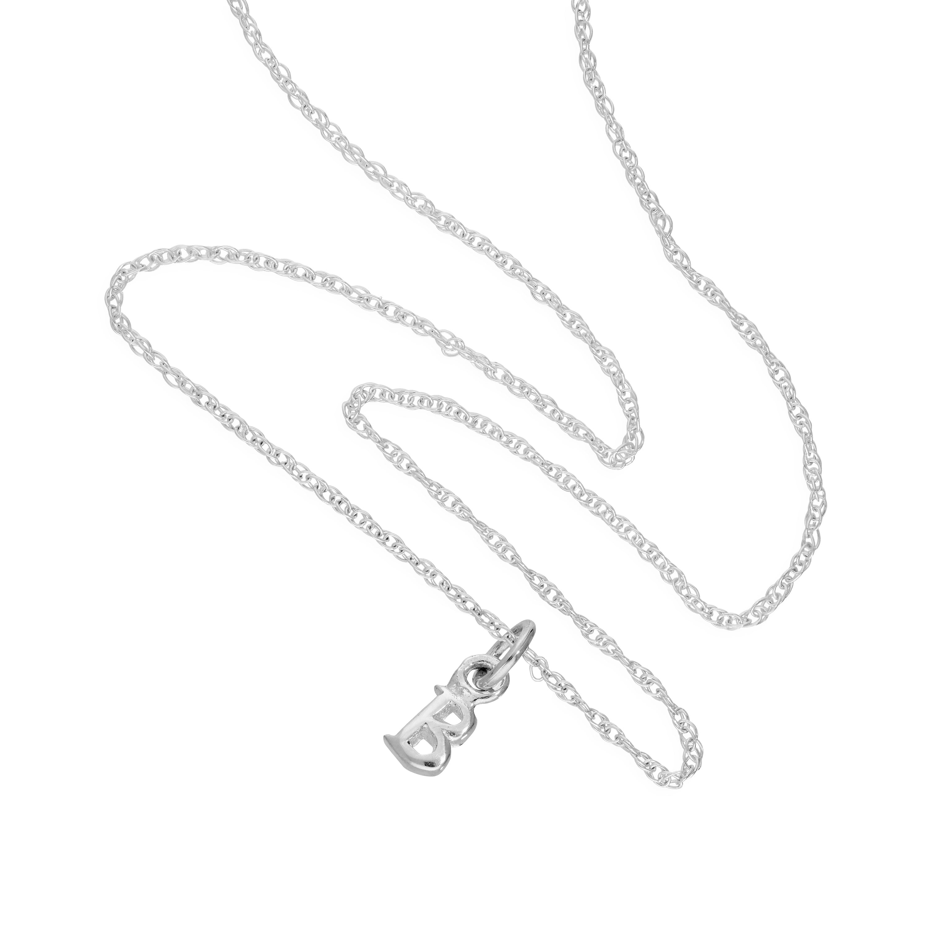 Tiny Sterling Silver Alphabet Letter B Pendant Necklace 14 - 22 Inches