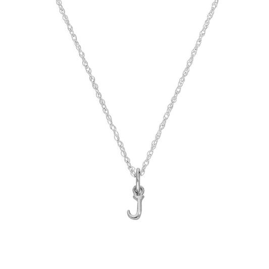 Tiny Sterling Silver Alphabet Letter J Pendant Necklace 14 - 22 Inches