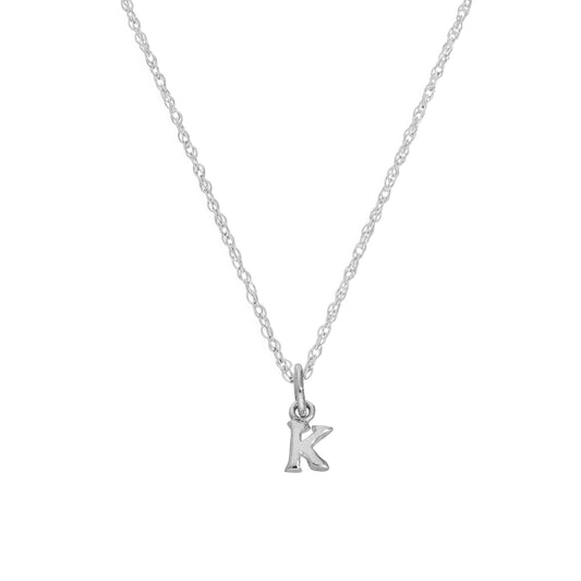 Tiny Sterling Silver Alphabet Letter K Pendant Necklace 14 - 22 Inches