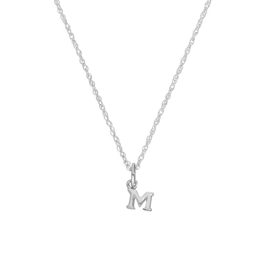 Tiny Sterling Silver Alphabet Letter M Pendant Necklace 14 - 22 Inches