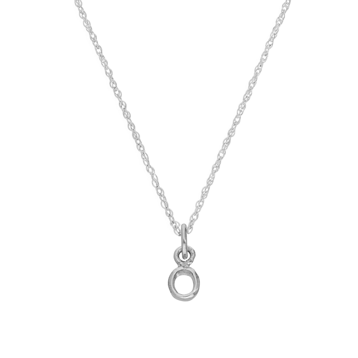 Tiny Sterling Silver Alphabet Letter O Pendant Necklace 14 - 22 Inches