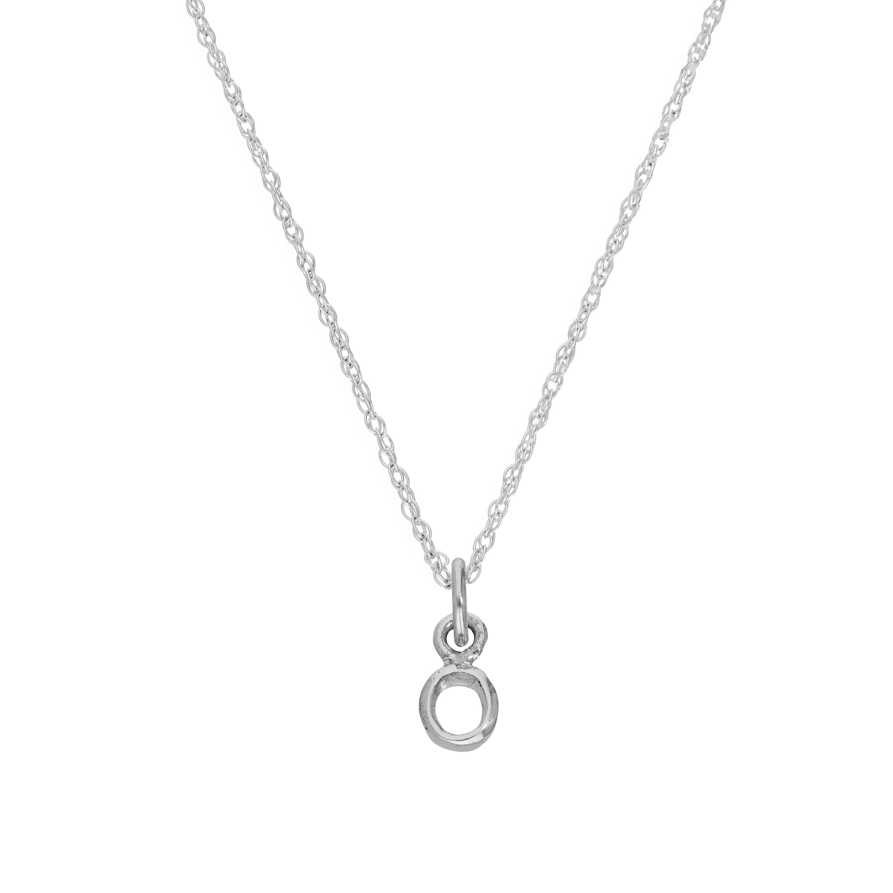 Tiny Sterling Silver Alphabet Letter O Pendant Necklace 14 - 22 Inches
