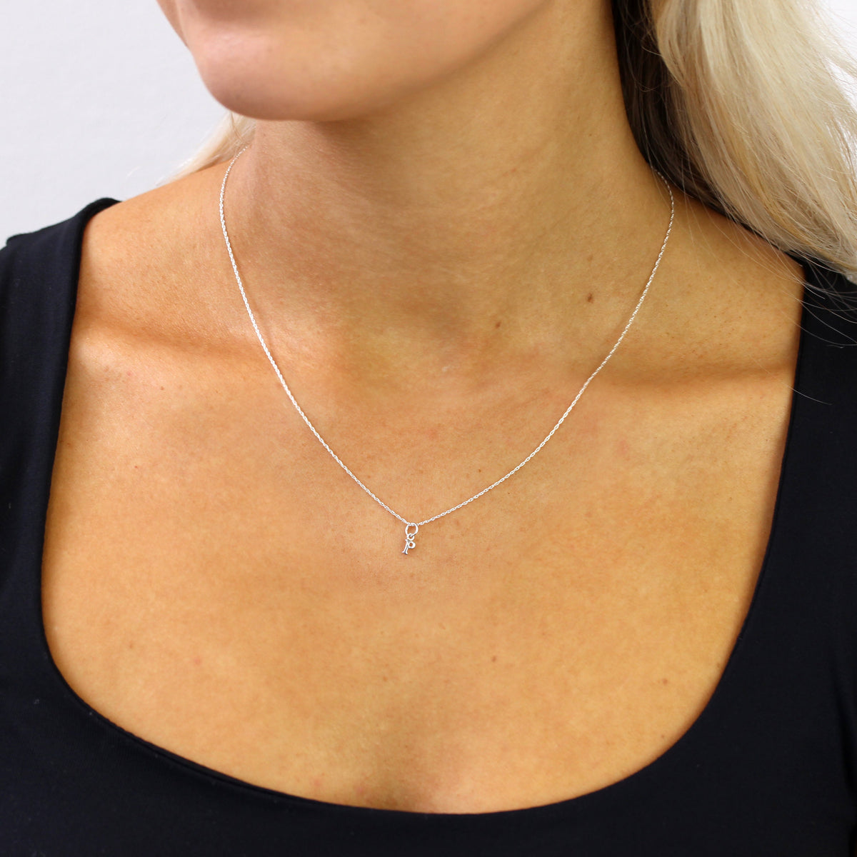 Tiny Sterling Silver Alphabet Letter P Pendant Necklace 14 - 22 Inches