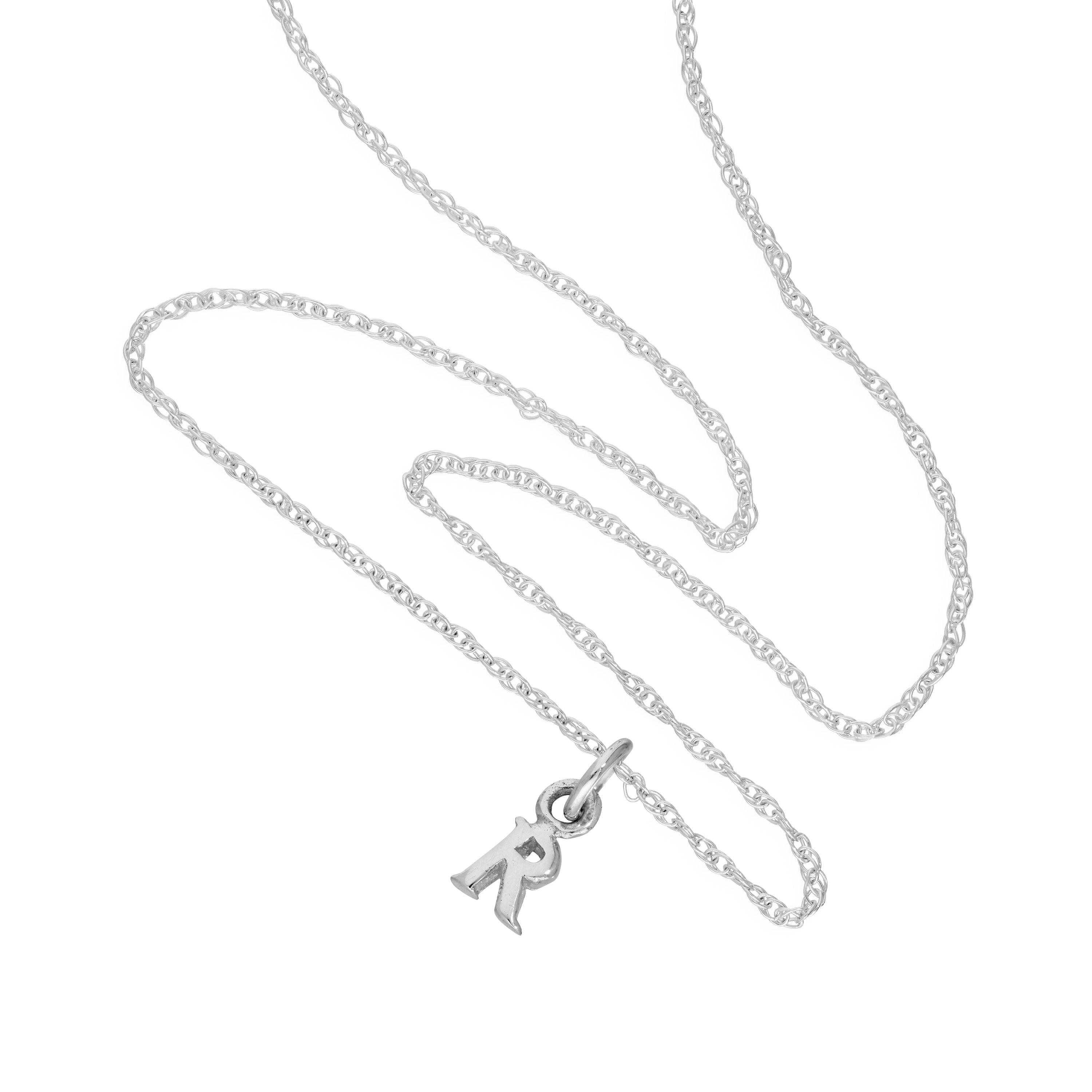 Tiny Sterling Silver Alphabet Letter R Pendant Necklace 14 - 22 Inches