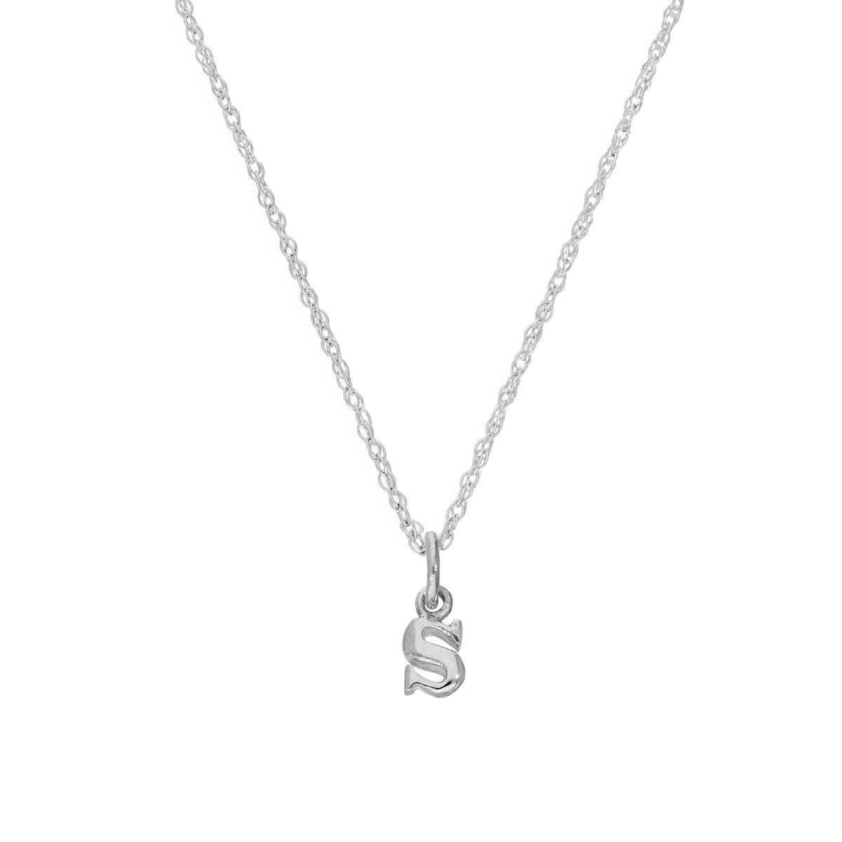 Tiny Sterling Silver Alphabet Letter S Pendant Necklace 14 - 22 Inches