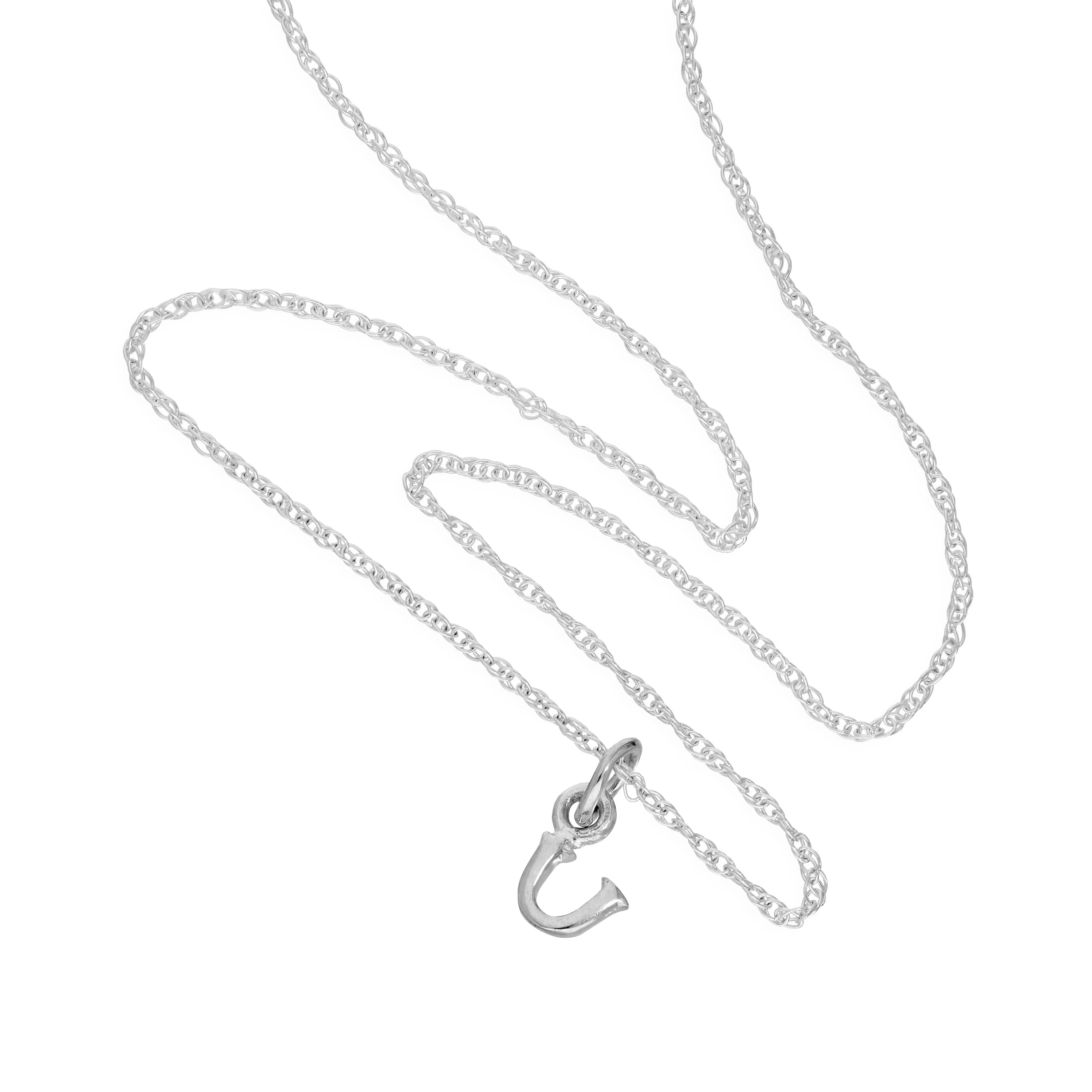 Tiny Sterling Silver Alphabet Letter U Pendant Necklace 14 - 22 Inches