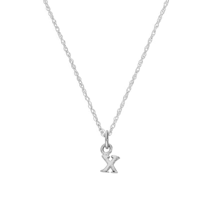 Tiny Sterling Silver Alphabet Letter X Pendant Necklace 14 - 22 Inches