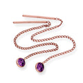 Rose Gold Plated Sterling Silver & CZ Crystal Birthstone Pull Thru Earrings