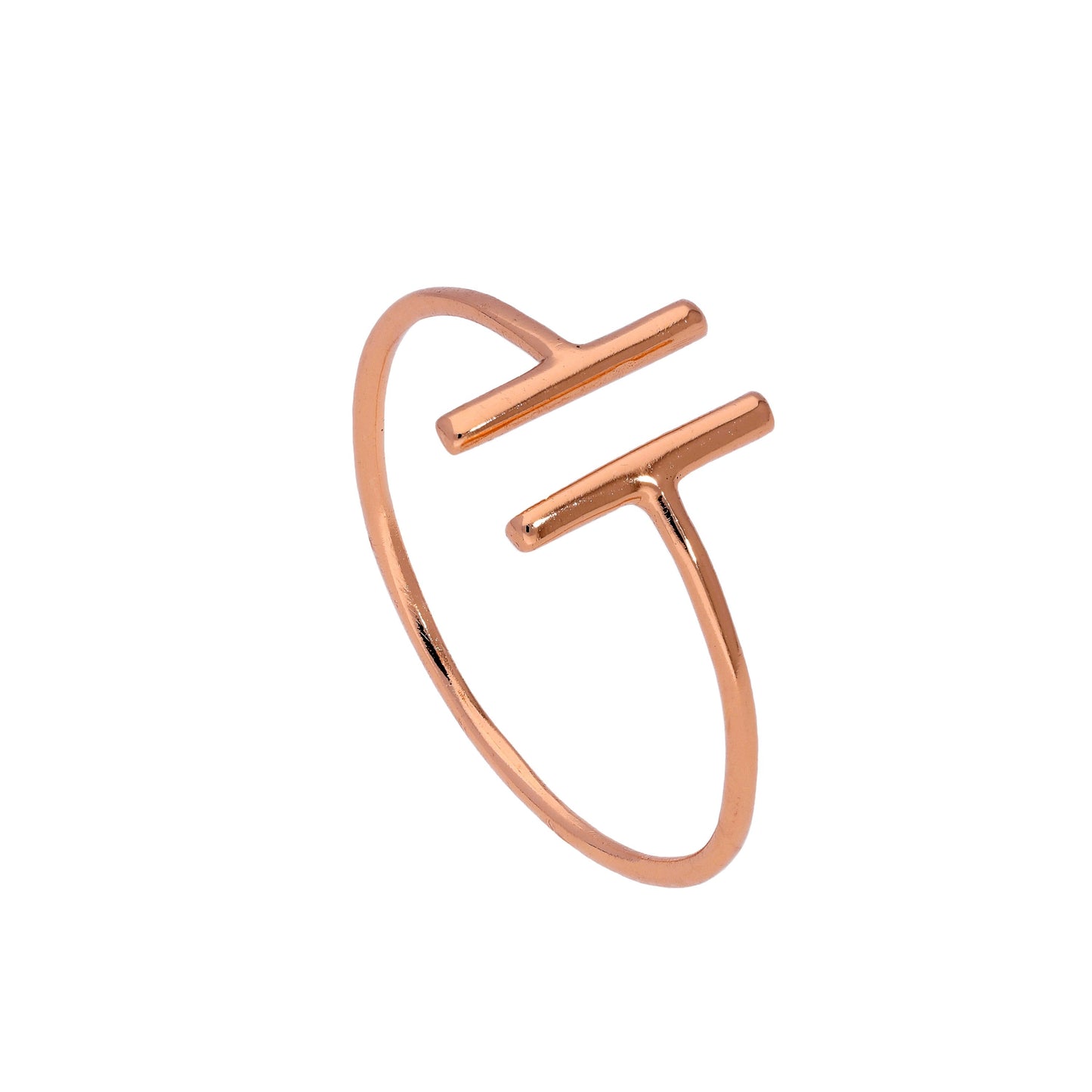 Rose Gold Plated Sterling Silver Bar Ring Size J - W