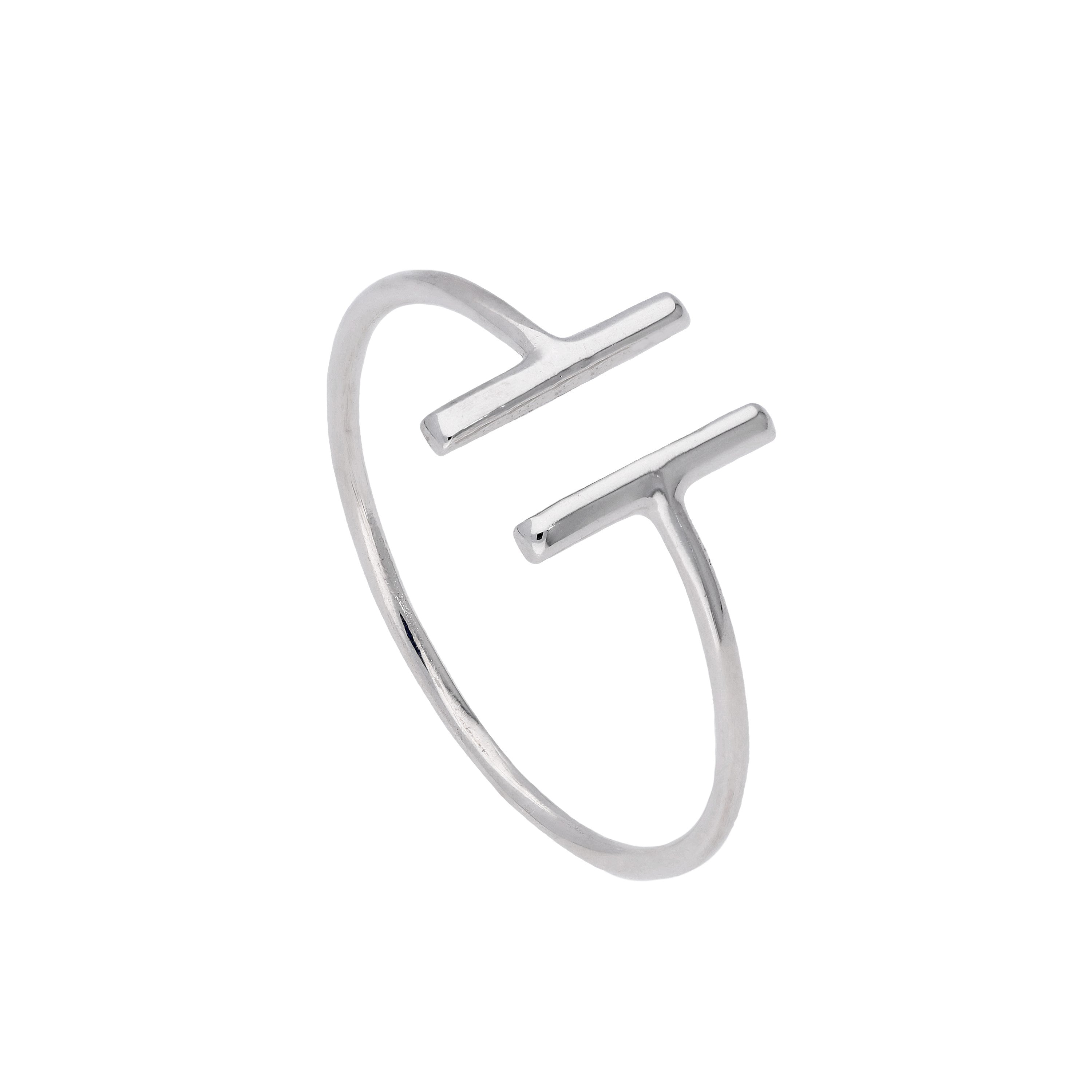Sterling Silver Bar Ring Size J - W