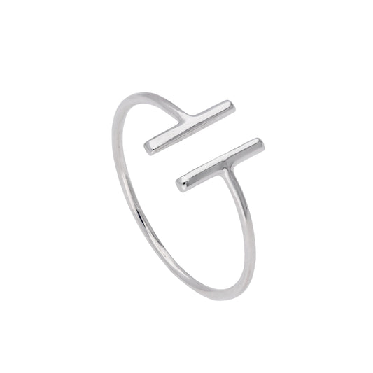 Sterling Silver Bar Ring Size J - W