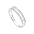 Sterling Silver & Clear CZ Crystal Double Band Ring Size J - W