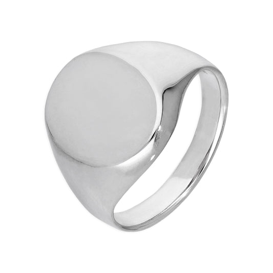 Sterling Silver Engravable Oval Unisex Signet Ring Size J - Z+5