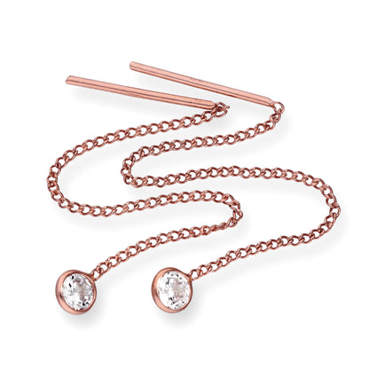 Rose Gold Plated Sterling Silver & CZ Crystal Birthstone Pull Thru Earrings