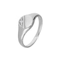 Sterling Silver & Clear CZ Crystal Engraved Round Childs Signet Ring Size A - H