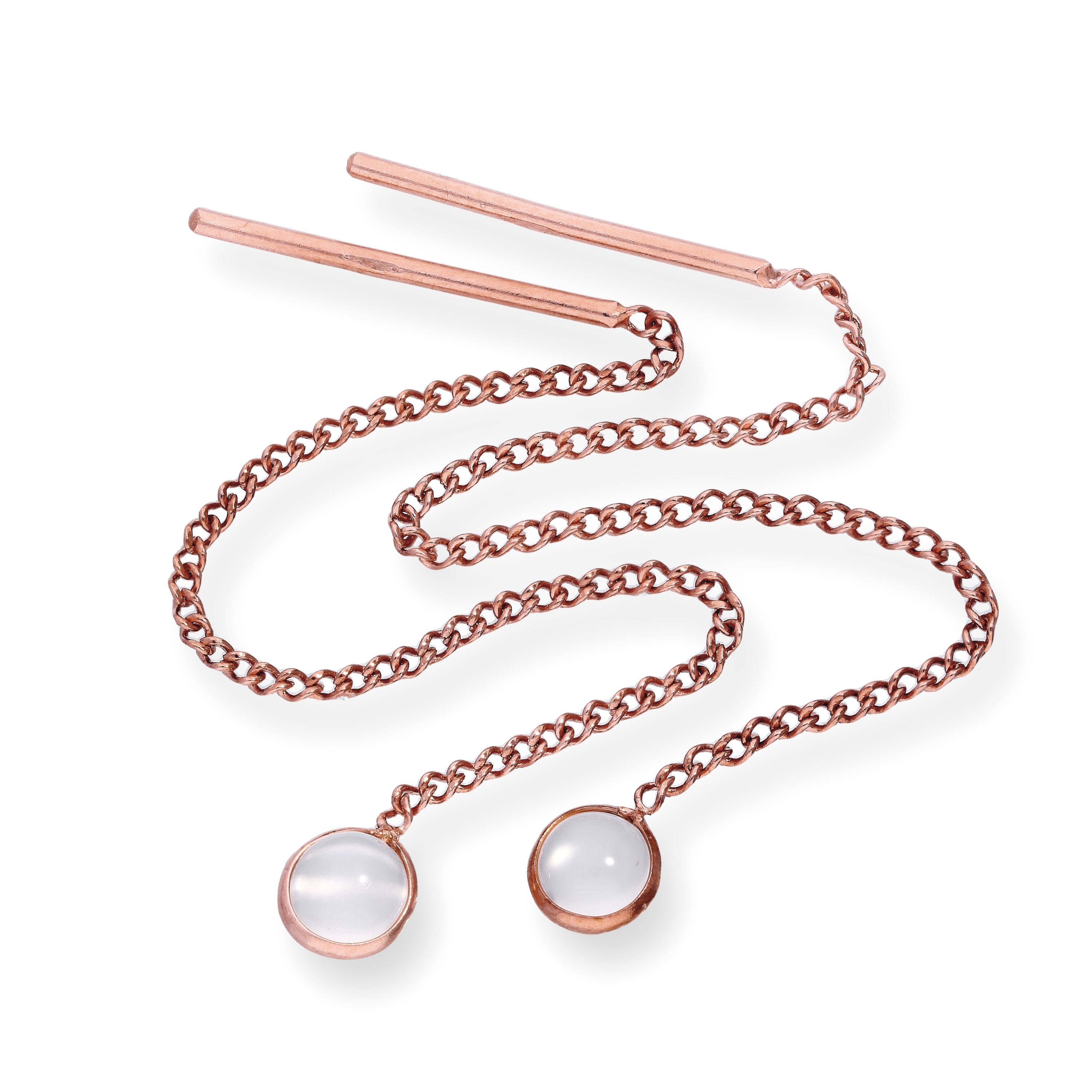 Rose Gold Plated Sterling Silver & CZ Crystal Birthstone Pull Thru Earrings