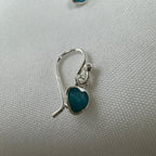 Sterling Silver & Blue Mother of Pearl Heart Dangle Drop Earrings
