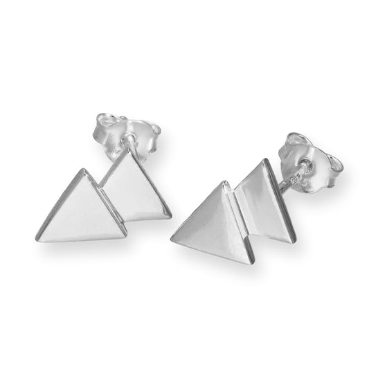 Sterling Silver Double Triangle Stud Earrings