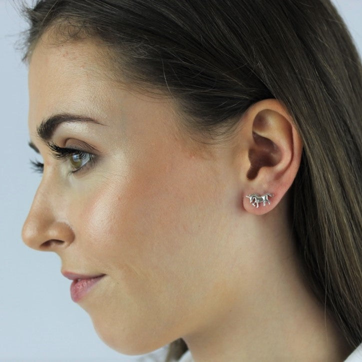 Sterling Silver Unicorn Stud Earrings