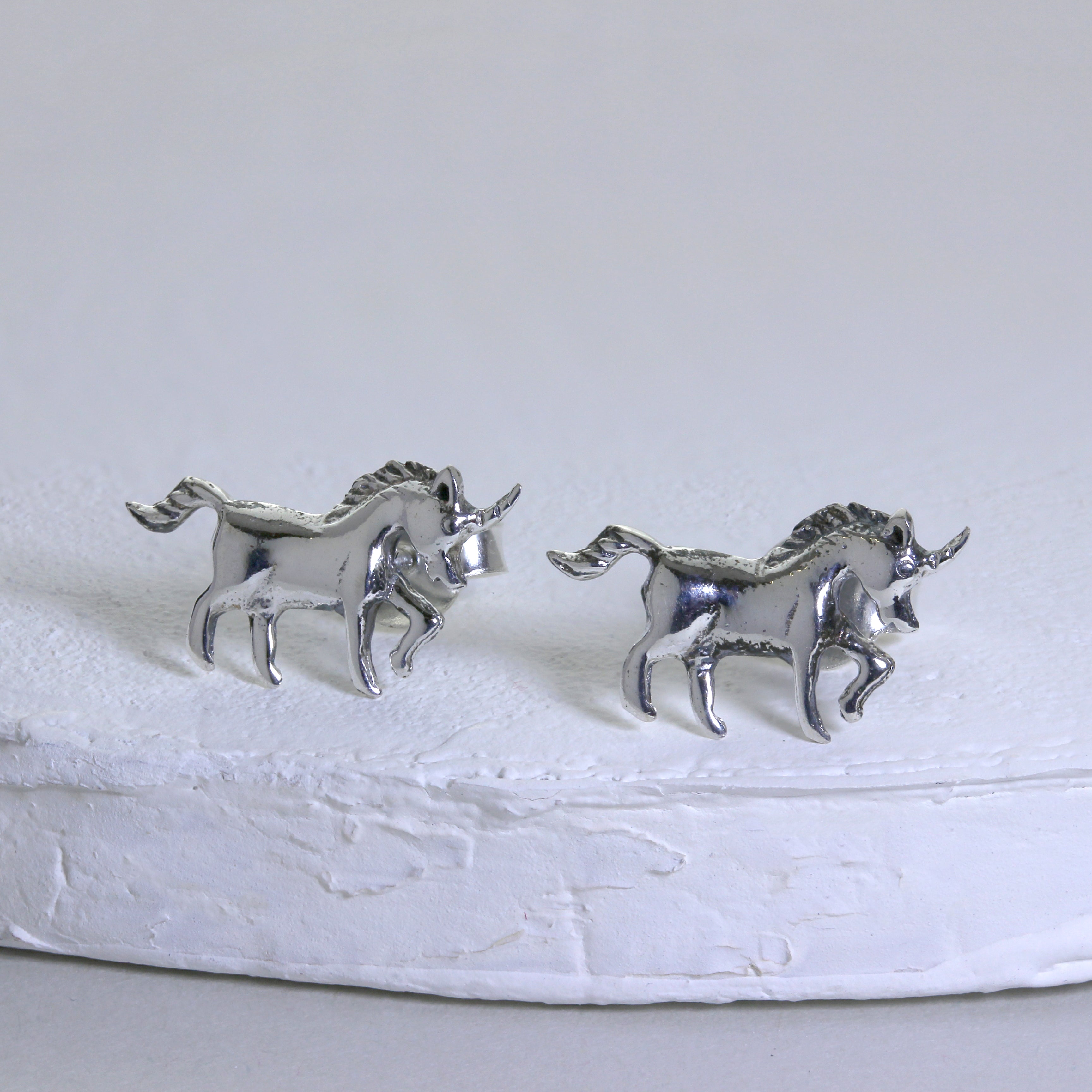 Sterling Silver Unicorn Stud Earrings