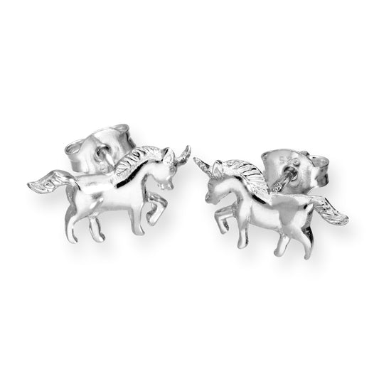Sterling Silver Unicorn Stud Earrings