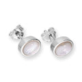 Sterling Silver & Mother of Pearl Round Stud Earrings