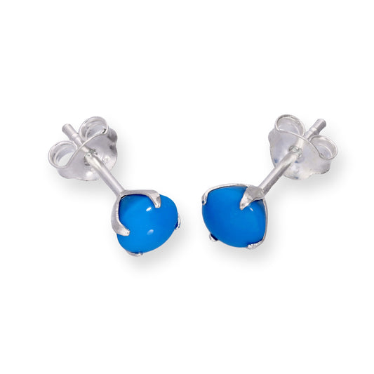 Sterling Silver & Turquoise Colour Stud Earrings