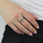 Sterling Silver & Garnet CZ Crystal Oval January Birthstone Ring Sizes J - U