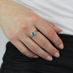 Sterling Silver & Aquamarine CZ Crystal Oval March Birthstone Ring Sizes J - U
