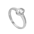 Sterling Silver & Clear CZ Crystal Oval April Birthstone Ring Sizes J - U