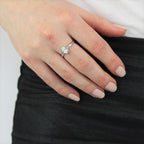 Sterling Silver & Clear CZ Crystal Oval April Birthstone Ring Sizes J - U