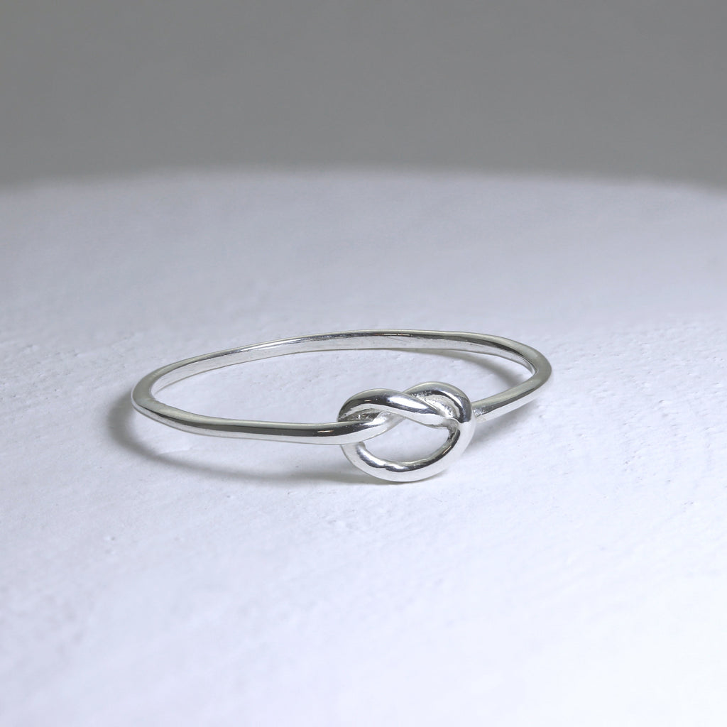 Sterling Silver Heart Knot Ring Sizes J - V