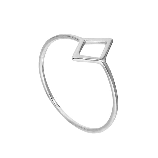 Sterlingsilber Offen Diamant Form Ring Größen 15 3/4 - 20 1/2
