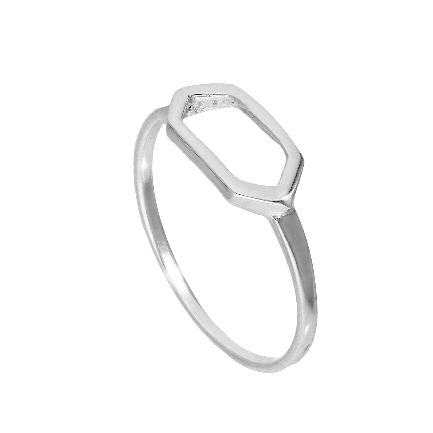 Sterling Silver Open Hexagon Ring Sizes J - V
