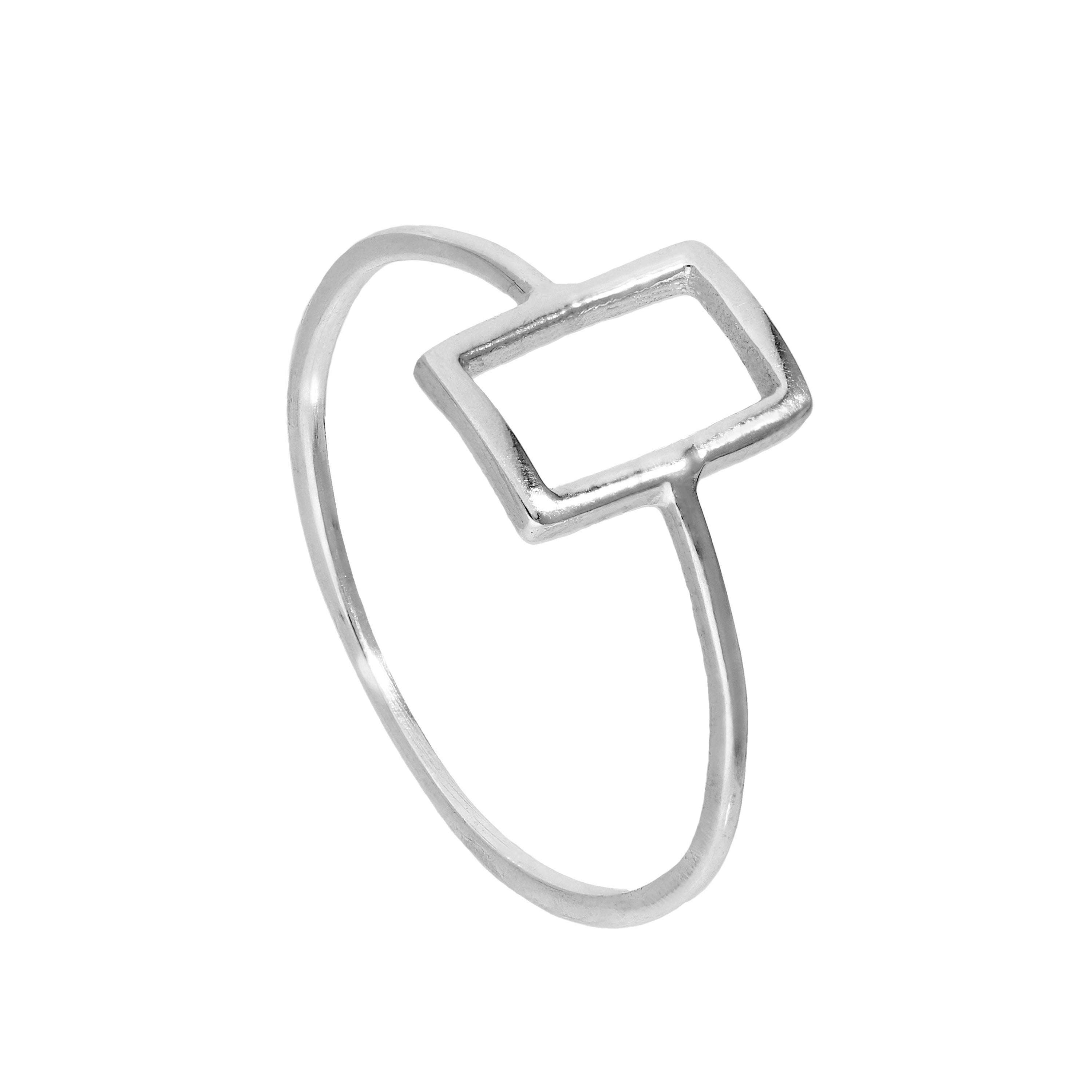 Sterling Silver Open Rectangle Ring Sizes J - V | jewellerybox