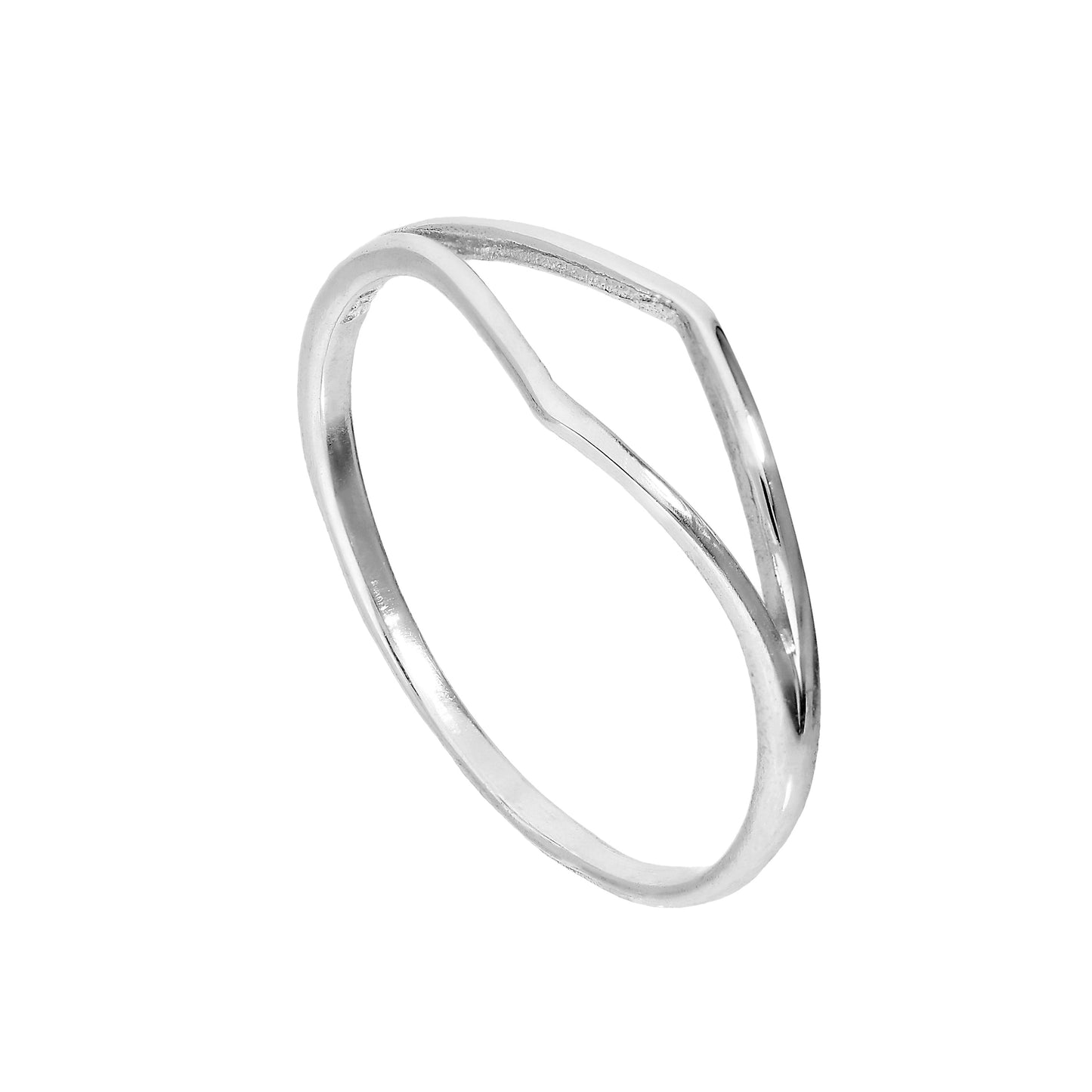 Sterling Silver Large Open Diamond Shape Ring Sizes J - V