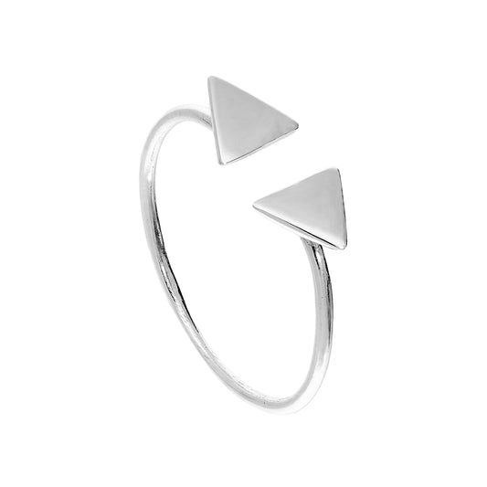 Sterling Silver Adjustable Double Triangles Stacking Ring Sizes J - V