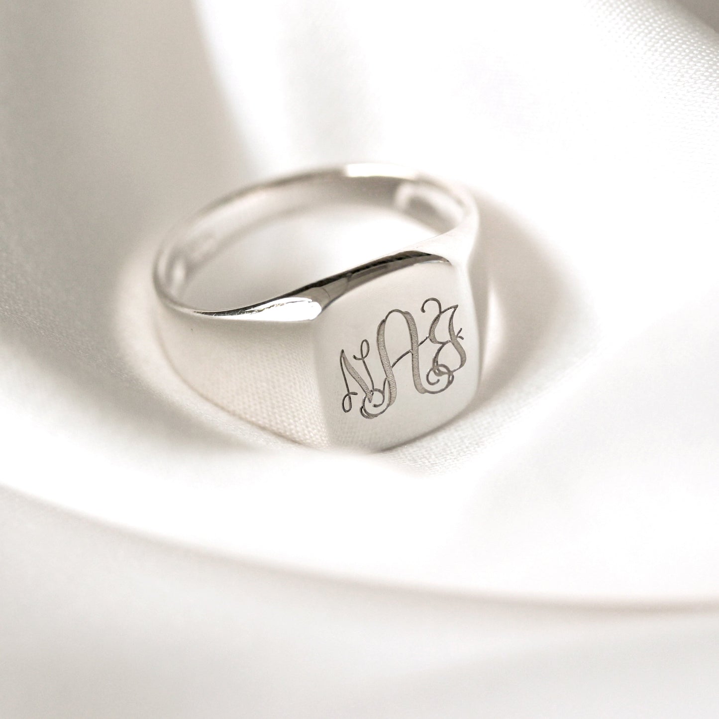 Sterling Silver Engravable Mens Signet Ring Sizes M - Z+1