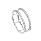 Sterling Silver & Clear CZ Crystal Double Band Ring Sizes J - V