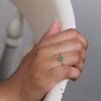 Sterling Silver & Emerald CZ Crystal May Birthstone Twisted Rope Ring I - U