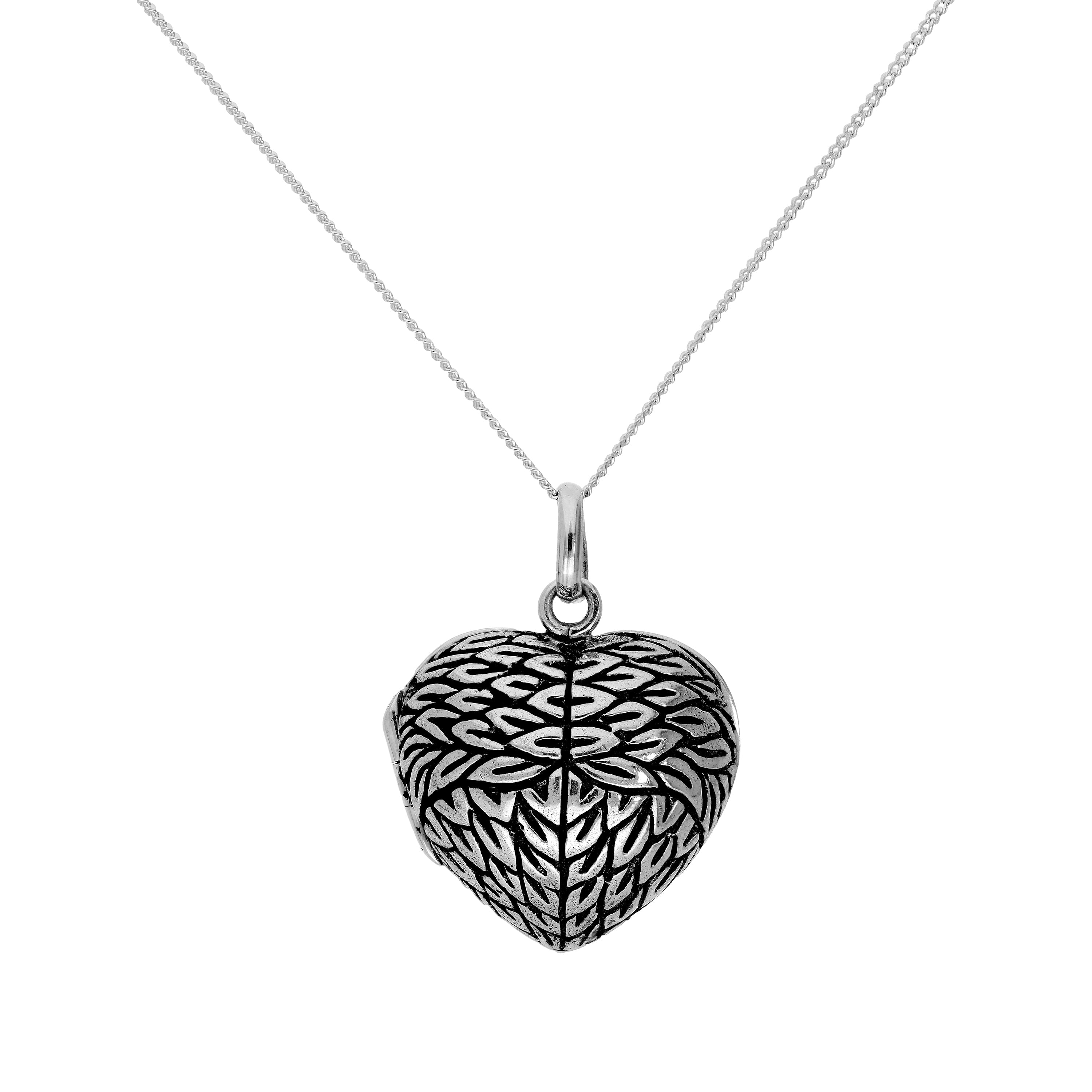 Sterling Silver Engravable Angel Wing Heart Locket on Chain 14 - 32 Inches